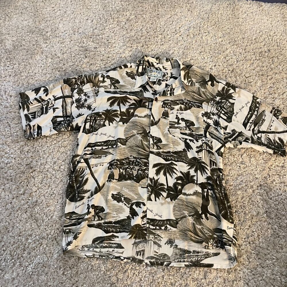 Hana Bay Island Style Rayon Aloha Shirt Scenic Print (M) - Picture 8 of 8